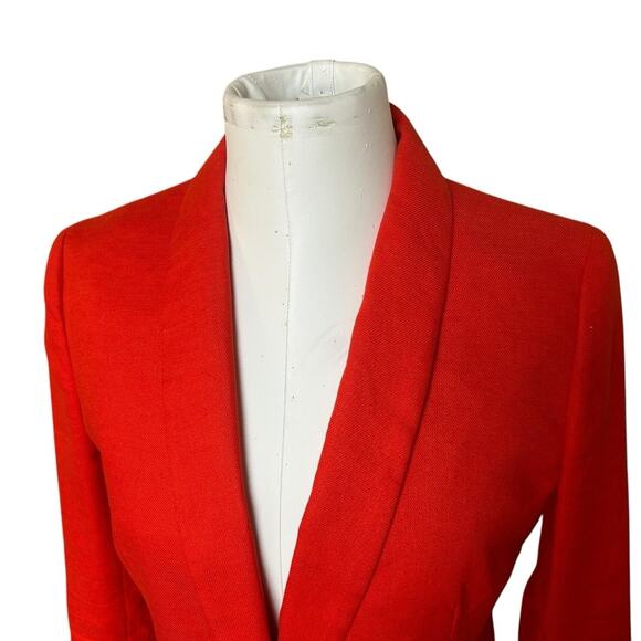 J.Crew Parke Linen Blazer Bright Orange sz 6 Preppy Academia Structured Classic - Picture 5 of 9